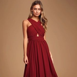 Lulus Burgundy Halter Maxi Dress